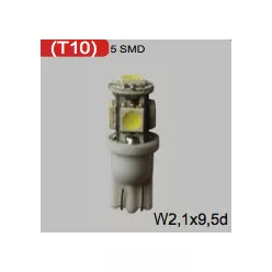 LED izzó T10 12V (5smd-fehér) 2db