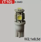 LED izzó T10 12V (5smd-fehér) 2db