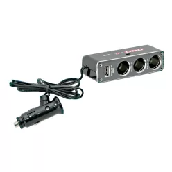 Szivargyújtó elosztó 3-as + USB