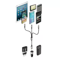 USB töltőkábel 3 csatl. (Iphone,/Micro USB/C-type) 100cm
