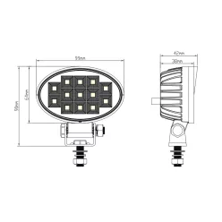 Ledes ovális munkalámpa 13LED 19W 12/24V