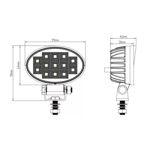 Ledes ovális munkalámpa 13LED 19W 12/24V