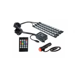   LED CSÍK 12V SZIVARGYÚJTÓS SZÍNVÁLTÓS TÁVIRÁNYÍTÓS 4X9 LED BELSŐ TÉRBE