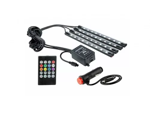 LED CSÍK 12V SZIVARGYÚJTÓS SZÍNVÁLTÓS TÁVIRÁNYÍTÓS 4X9 LED BELSŐ TÉRBE
