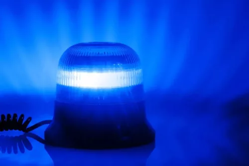 Csavaros kék villogólámpa LED 12-55V