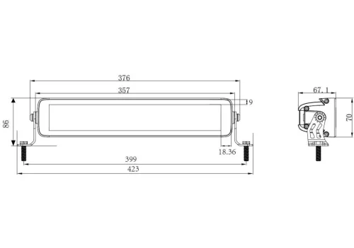 LED fényhíd 357mm 10-30V 45W/5700K