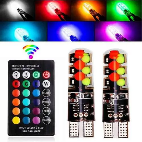 IZZÓ 12V LED 5W T10 RGB LED SZÍNVÁLTÓS TÁVIRÁNYÍTÓVAL