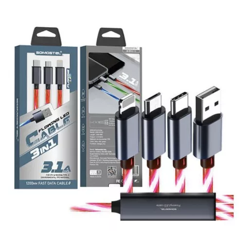 USB-s töltő "C/Micro/Iphone" 3.1A
