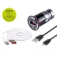 USB töltő 12/24V, USB-C és lightning kábel