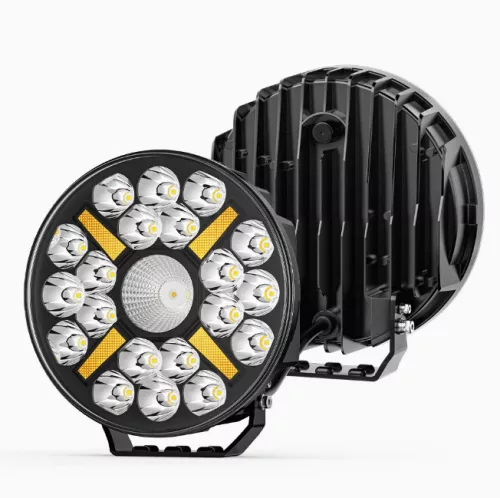 LED távfényszóró 23cm + LED sárga helyzetjelző