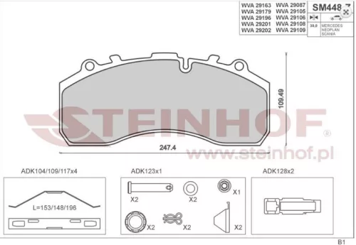 MB/BPW/Iveco fékbetét szett premium