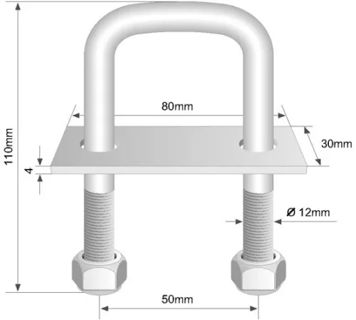 Rögzítő fül U 53x110