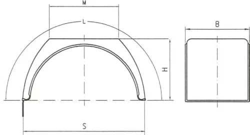 Lapos tetős sárvédőív 600x1250mm flat top
