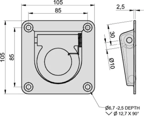 Rögzítő fül 105x105 EN12640