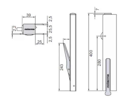 Armaton zár 400mm 3000XF bal