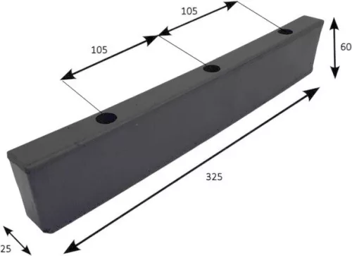 Ütköző gumi 325 x 60 x 25 Schmitz 3 furat