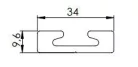 Airline sín 34x10mm 3000mm szögletes furat nélkül