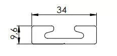 Airline sín 34x10mm 3000mm szögletes furat nélkül