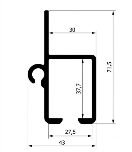 Vezető sín tömítő-horonnyal 4.800 mm