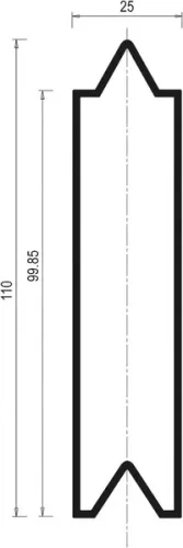 Alu ponyva profil ékes ÚJ 100x25 3300mm